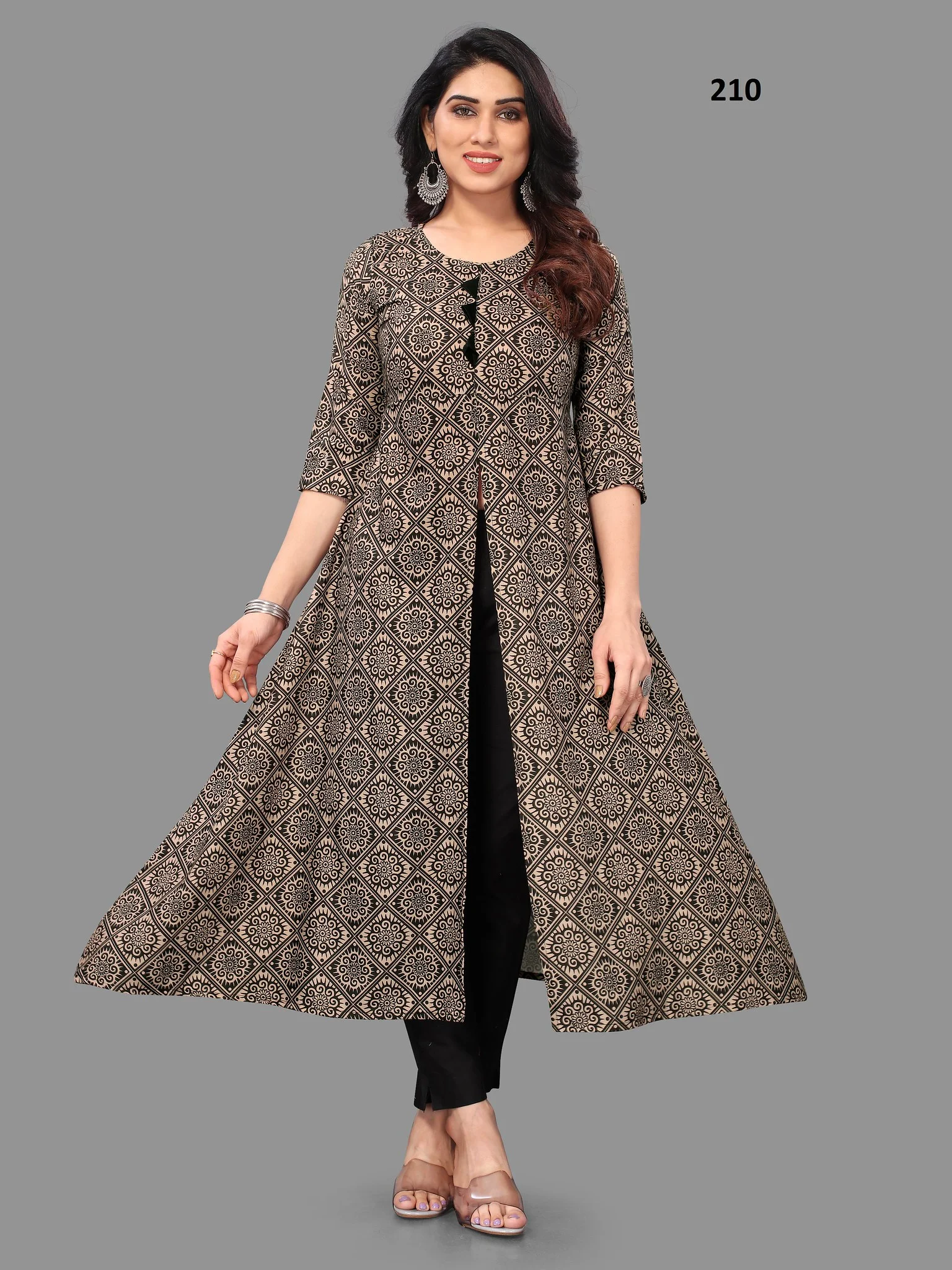Daily Wear Rayon Fabric Cream Kurti With Digital Printed Work