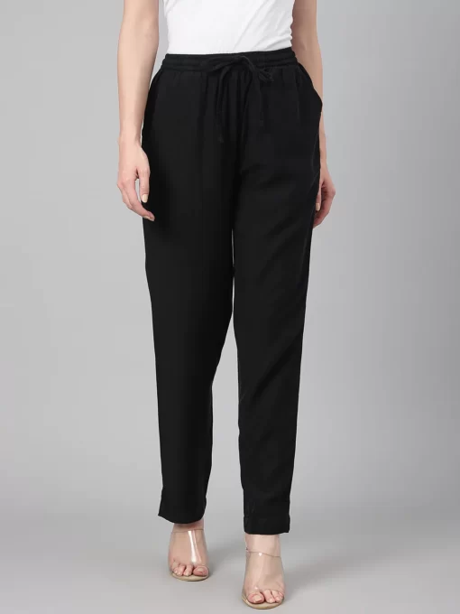 Black Solid Western Denim Pant