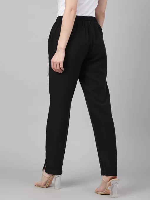 Black Solid Western Denim Pant - Image 2