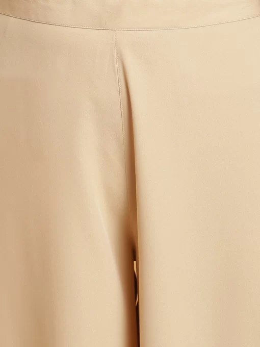 Cream Poly Crepe Chevron/Zig Zag Crop Top With Palazzo And Jacket - Image 4