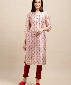Peach Tussar silk Digital Printed  Straight Kurta