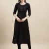 Black Rayon Sequence Embroidered A-line Kurta