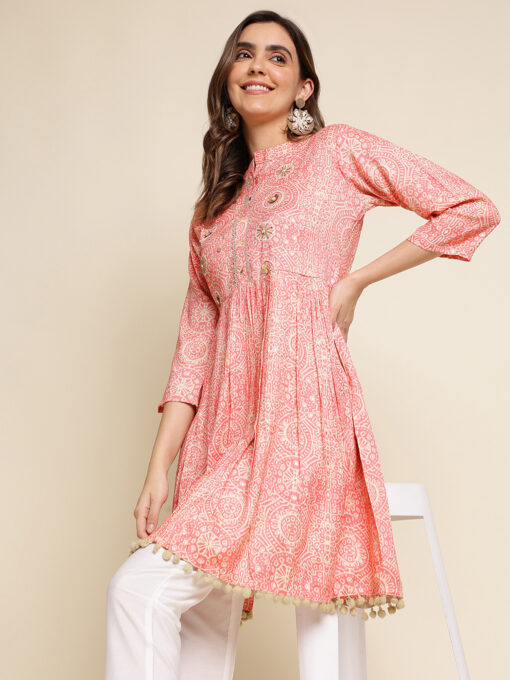 Peach Chiffon Paisley Printed Top