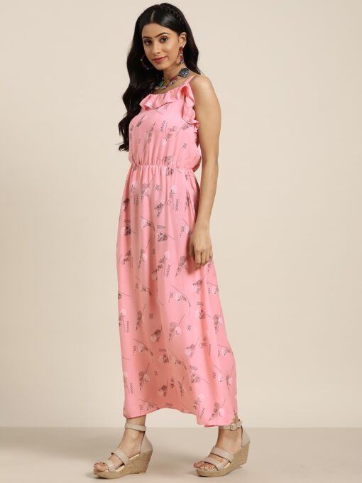 Pink Slub Cotton Casual Wear Abstract Print Kurti